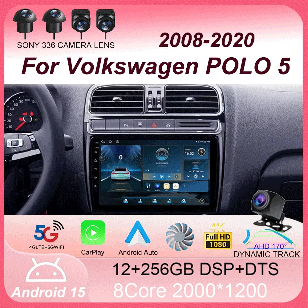 Android 15 For Volkswagen POLO 5 2008 - 2020 Car Radio Multimedia Video Player Navigation stereo GPS No 2din