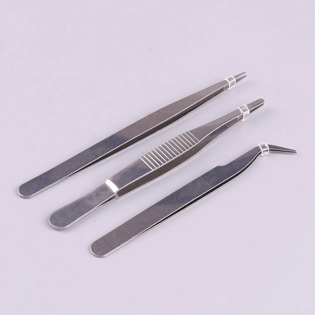 3-delige modelspecifieke pincetten voor afstandsbediening en handmodificatie, modelvliegtuiggereedschap, roestvrijstalen pincetset