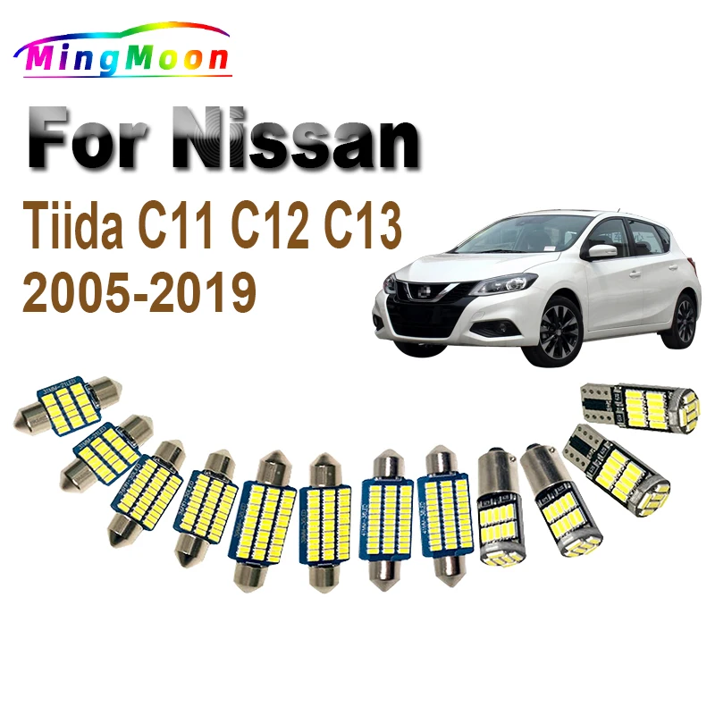 13Pcs Canbus Led Bulbs Car LED Interior Dome Map Trunk Light Kit For Nissan Tiida C11 C12 C13 2005-2015 2016 2017 2018 2019