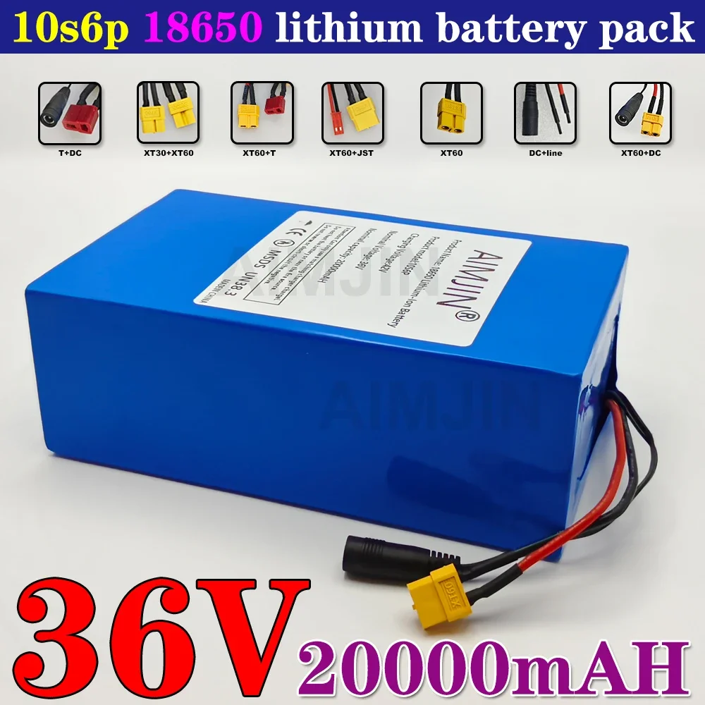 10S6P 36V 20ah Brand new 500-1000W large capacity lithium battery for Scooters, bicycles, etc wirh BMS+charger