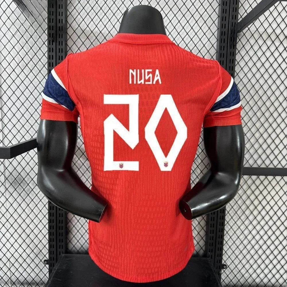 Norwegen Auswärtstrikot Haaland 9 Odegaard 10 Individueller Name Nummer Fan Unisex Polyester Fußball Kurzarm ﻿ – Detail 10