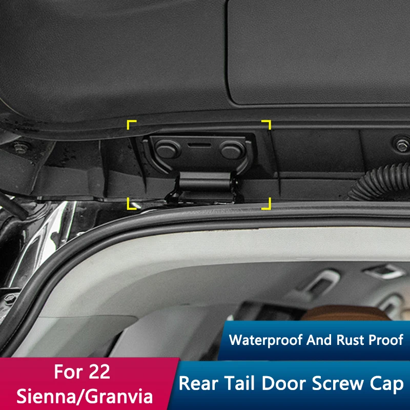 QHCP Car Door Screw Protection Cover Rear Tail Door Screw Dust Cover Decorative Trims For Toyota Sienna 2022 Styling Accessories