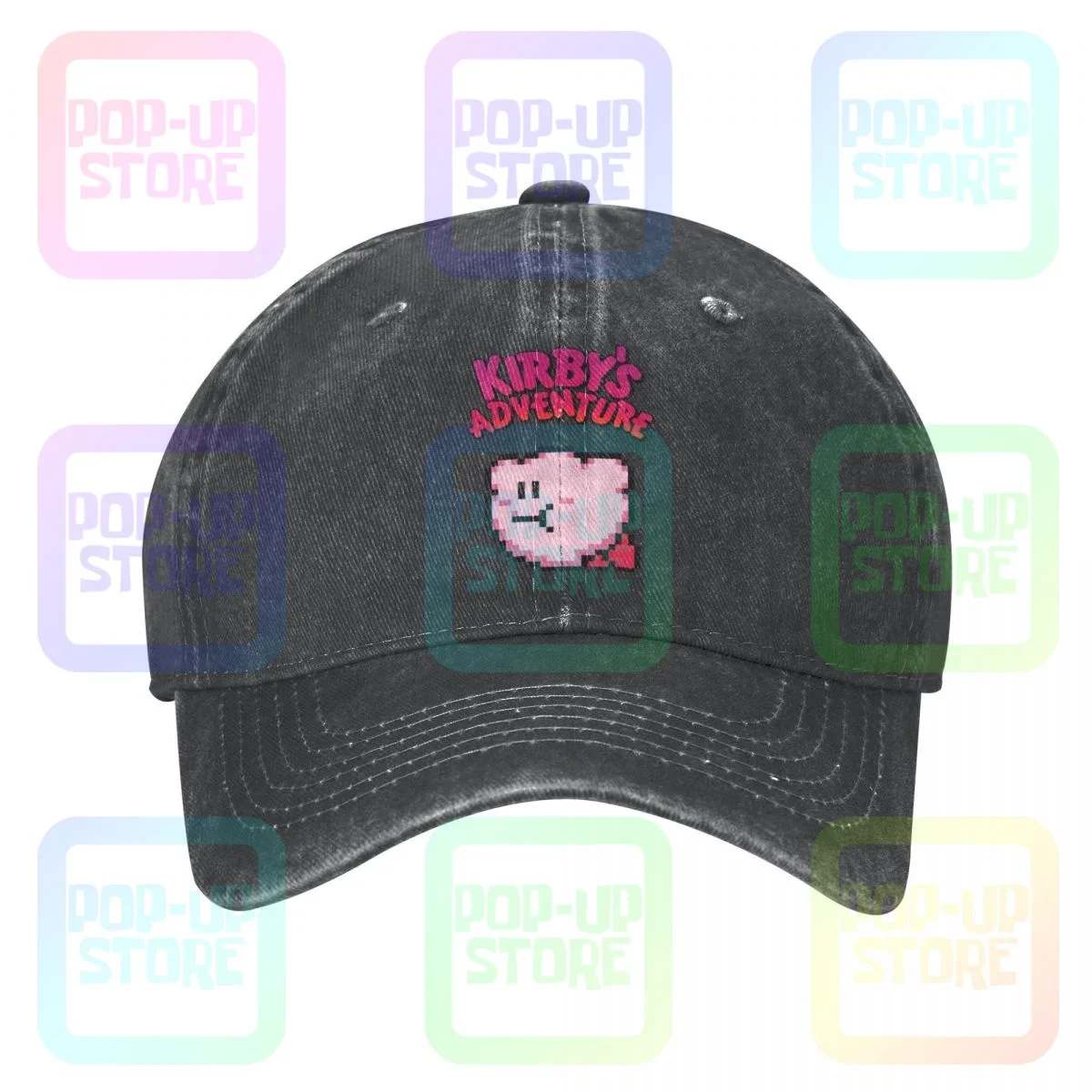 

Kirbys Adventure Nes Video Game Washed Denim Baseball Cap Trucker Hats Design Hot Selling