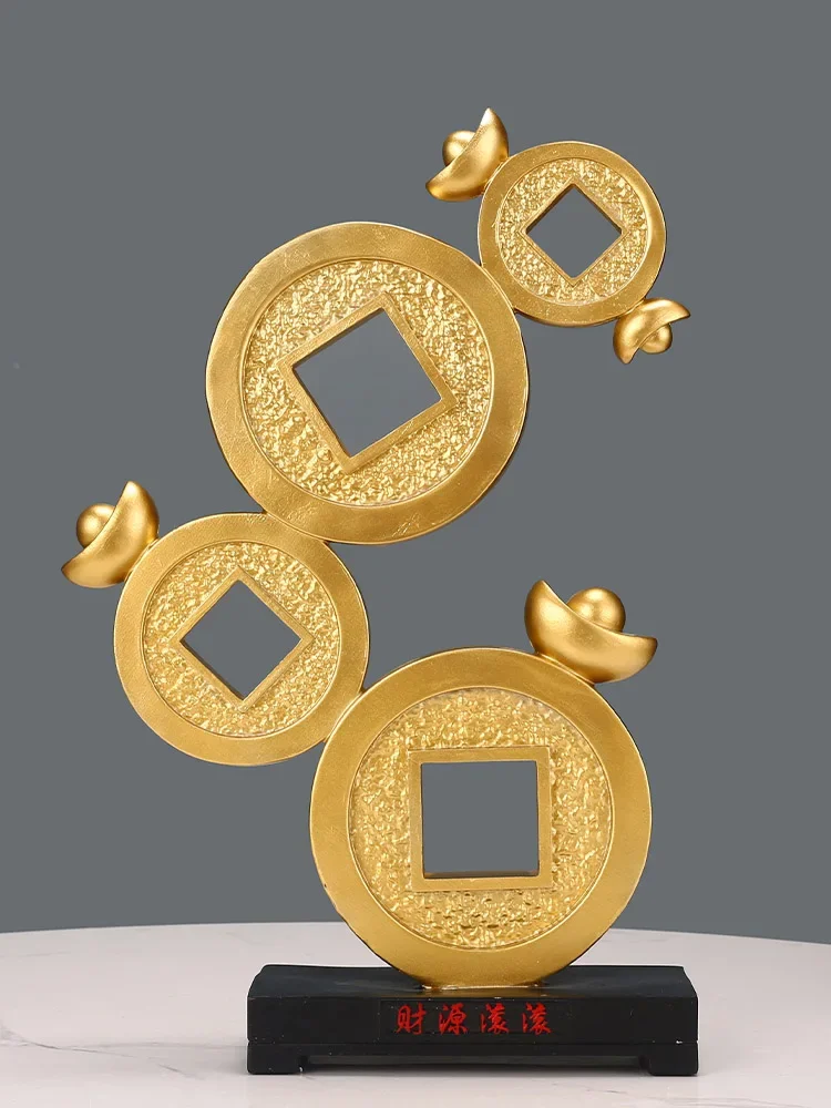 

YFY Fortune Rolling Copper Coins Ornaments New Chinese High-End Wine Cabinet Decorations Crafts