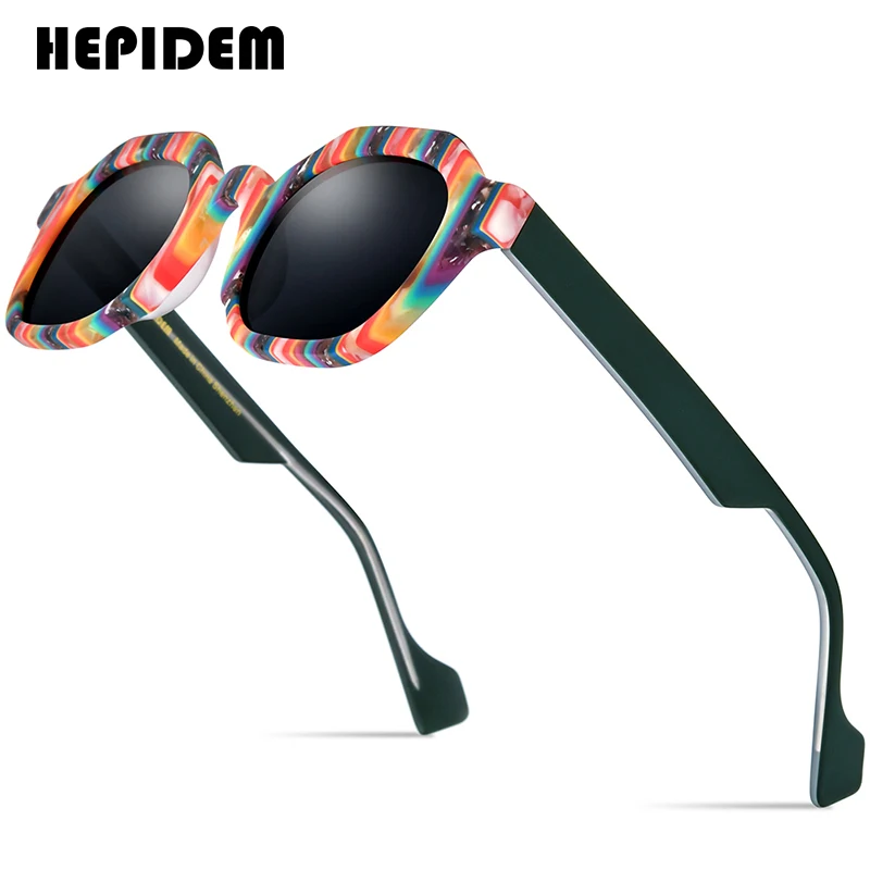 HEPIDEM Acetate Polarized Sunglasses Women Trendy Famous Brand Design Thick Big Size Square High-end Sun Glasses Men gm y2k 9389