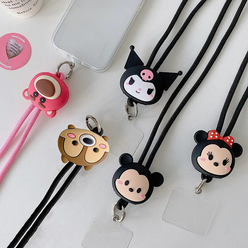 

Stitch Mobile Phone Lanyard Mickey Mouse Cartoon Pendant Kawaii Anime Figure Phone Case Rope KeyChain Decoration Anti-lost Gifts
