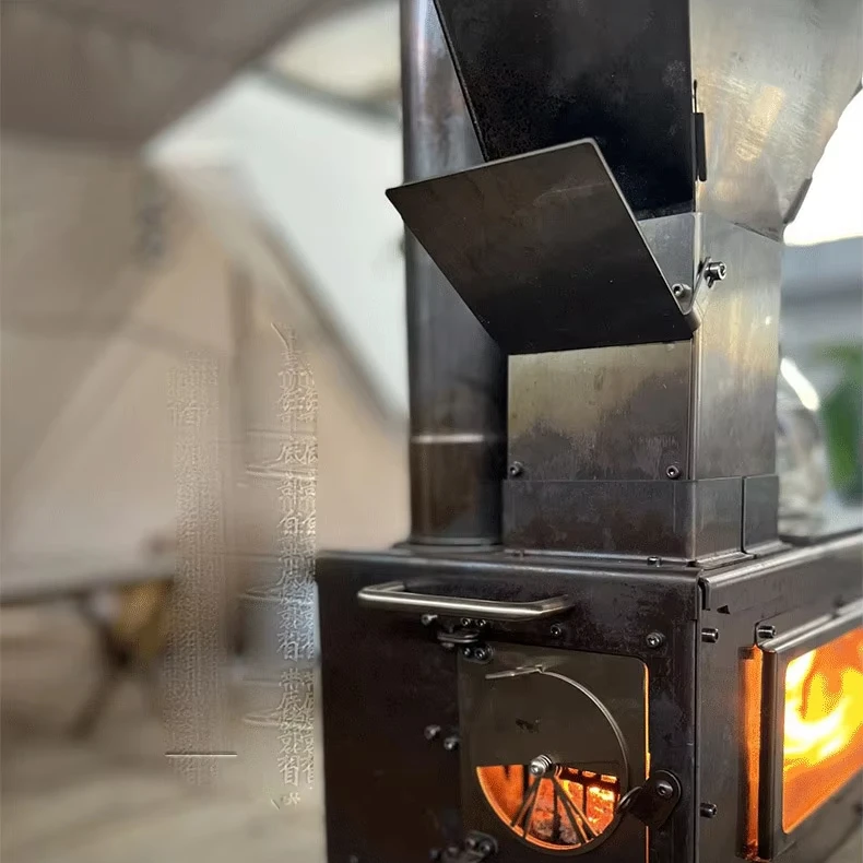 Horno de cocina de acero inoxidable 304, bandeja calefactora para parrilla, estufa de tienda, estufa de leña portátil para campamento, pesca y senderismo