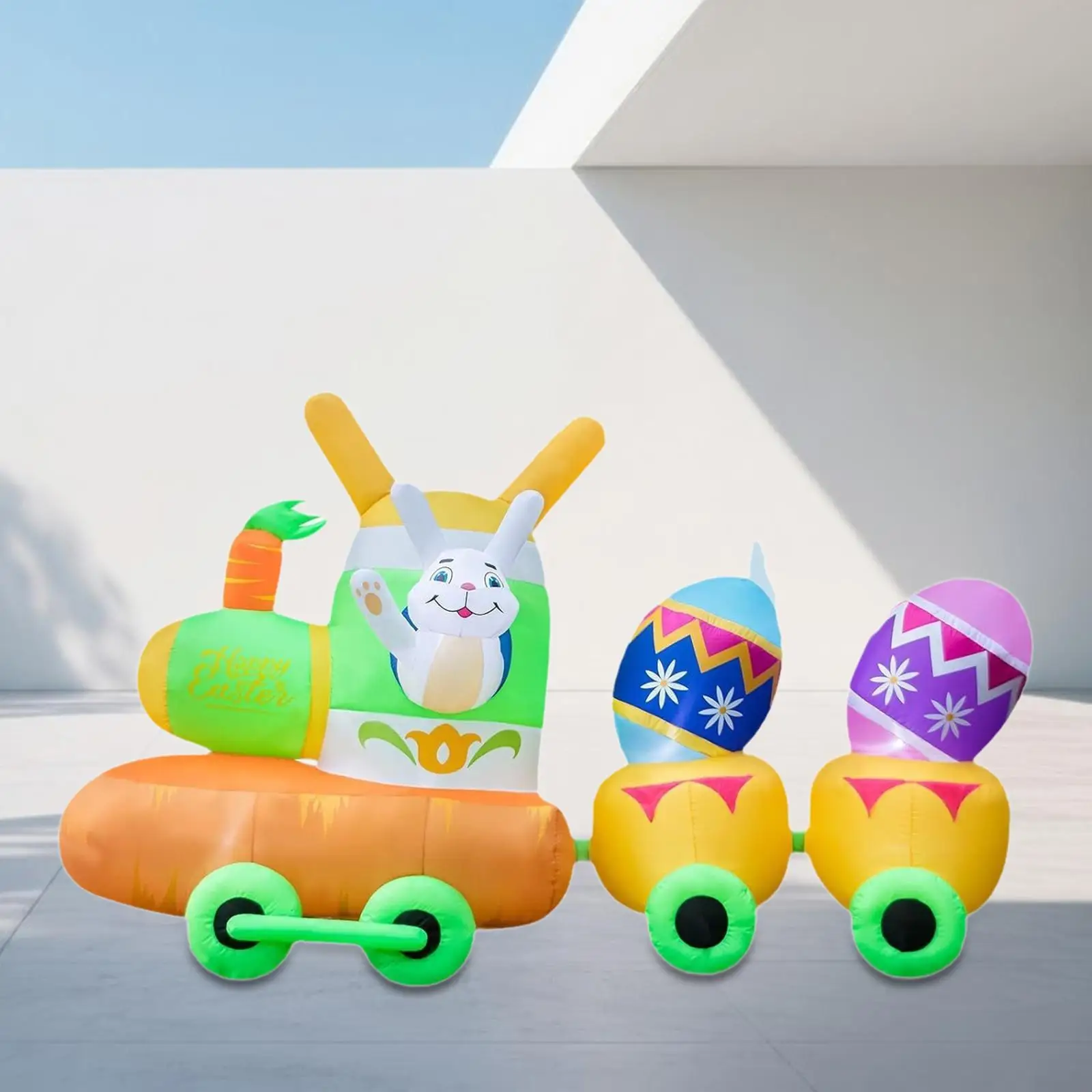 

Easter Inflatable Outdoor Decoration Easter Inflatable Bunny and Colorful Eggs Weatherproof Cute Ornament Lighted for Holiday