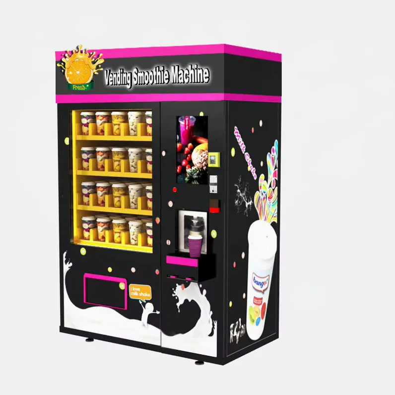 Customized Smoothie Vending Machine Automatic Fruit Smoothie Vending Machine 304 Stainless Steel Cashless QR Code for Mall Gym