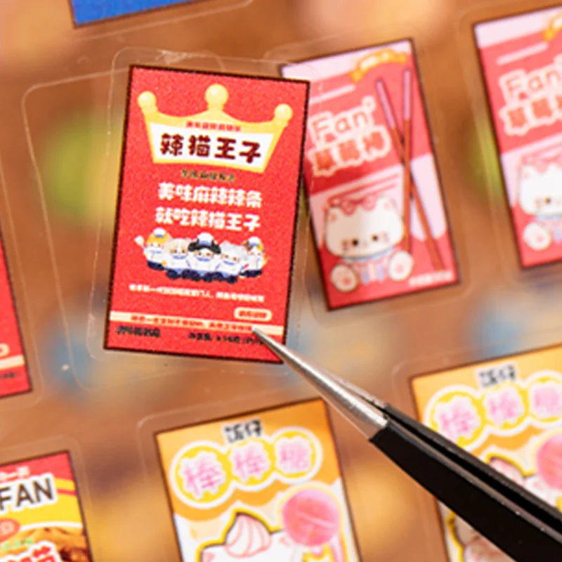 Mr. Paper 24 قطعة من كتاب ملصقات Kawaii PET، ملصقات مشهد ثلاثية الأبعاد لطيفة لتزيين مخطط القصاصات والمجلة