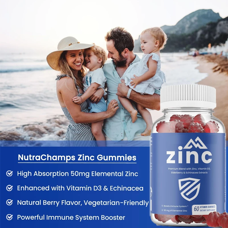 

4-in-1adult zinc gummies containing 2000IU of vitaminD3,chewable zinc supplements from elderberry and echinacea for immunization