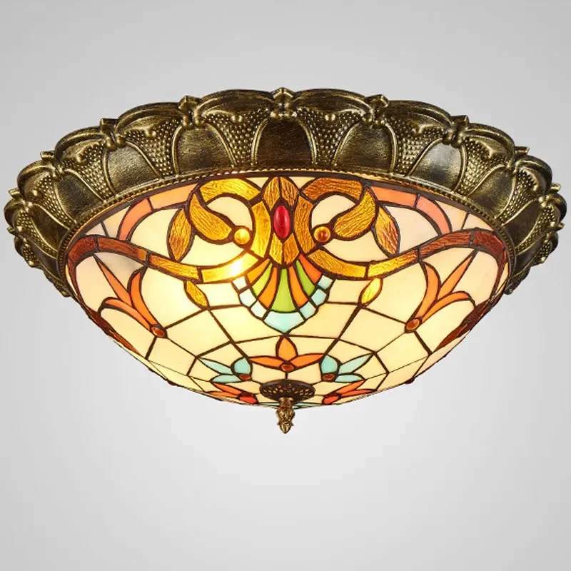 European Baroque Ceiling Light Bohemian Glass Home Loft Decor for Living Room Tiffany Lighting Kitchen Bedroom LED Lamp Fixture