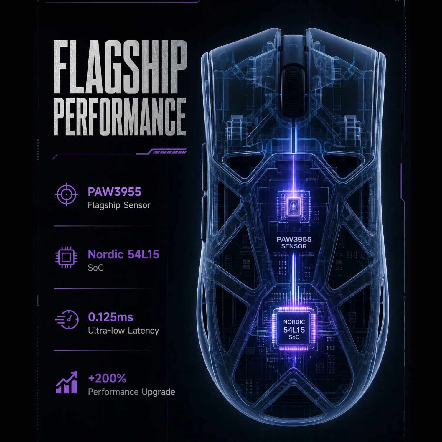 Akko Echo Master Ultra Wireless Gaming Mouse Carbon Fiber PAW3955 PAW3950 8K Polling Rate 65000DPI 55g Lightweight Esports Mouse