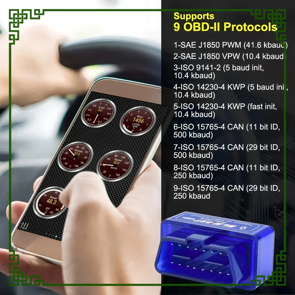 Mini ELM327 V2.1 Obd2 قارئ رمز الماسح الضوئي لنظام أندرويد/IOS بلوتوث أداة تشخيص السيارات كاشف أخطاء السيارات