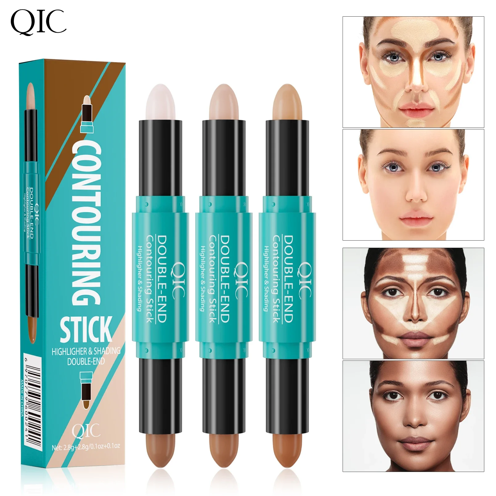 Bronzer Contour Stick Concealer Highlighter Shadow Stick Wasserdicht Doppelköpfige Konturierung Erhellen Gesicht Körper Make-up Schönheit