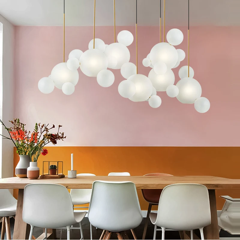 Imagem -06 - Cromo Dourado Lâmpadas Suspensas com Lustre Suspensão Luminária Bolha de Vidro Pendant Light para Sala de Jantar Nova Tendência 2024