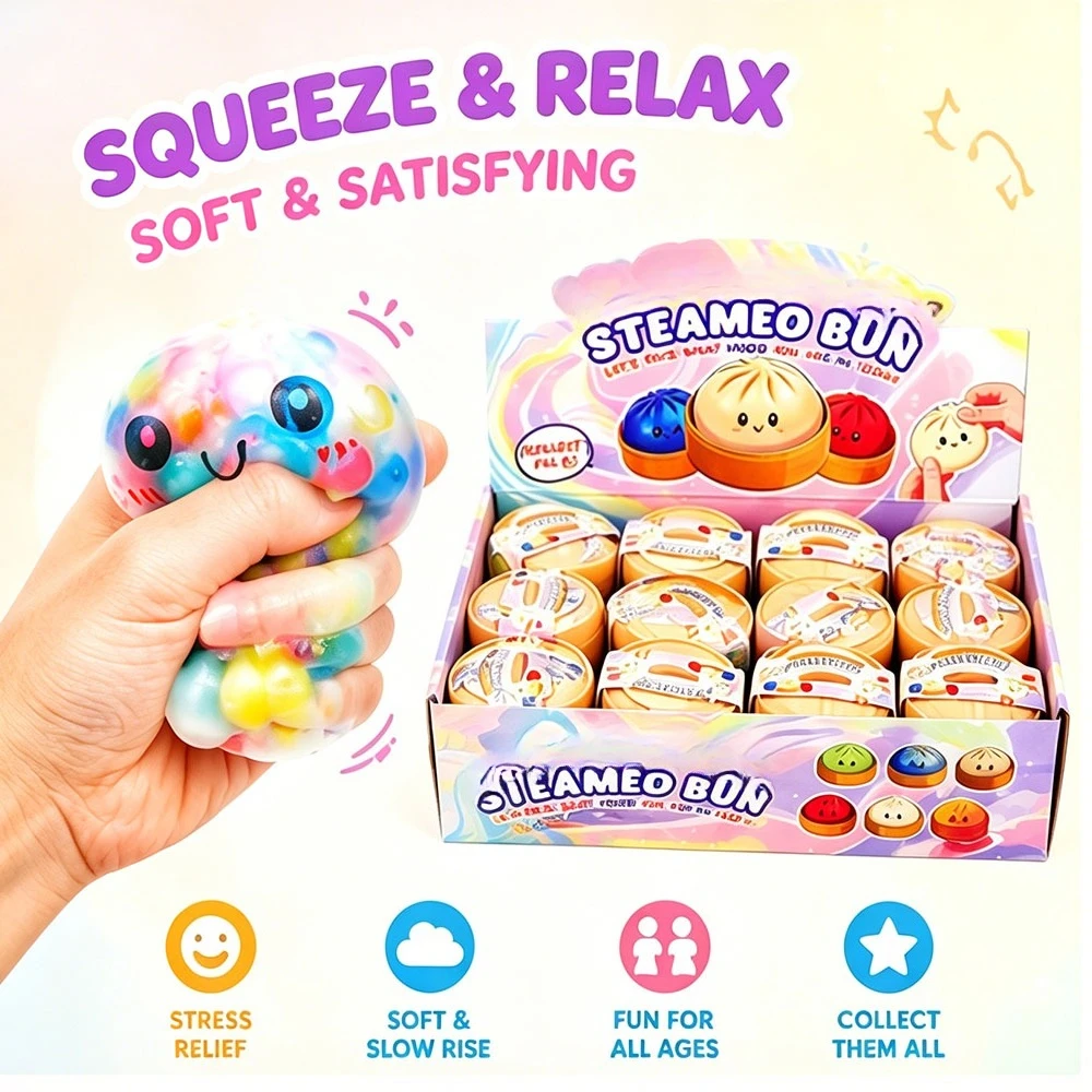 

Mini 5.5cm Bao Bun Squishy Slow Rebound Squeeze Figure Fidget Sensory Anxiety Vent Office Desk Companion Portable Accessory
