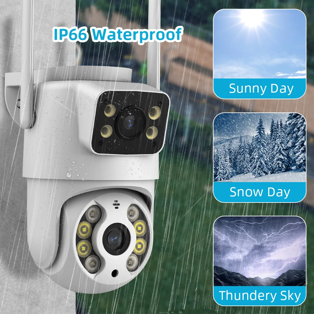 كاميرا Icsee 5G 10MP 8MP واي فاي PTZ خارجية شاشات مزدوجة كشف الإنسان عدسات مزدوجة 4K حماية أمنية كاميرا IP صوت iCSee #5