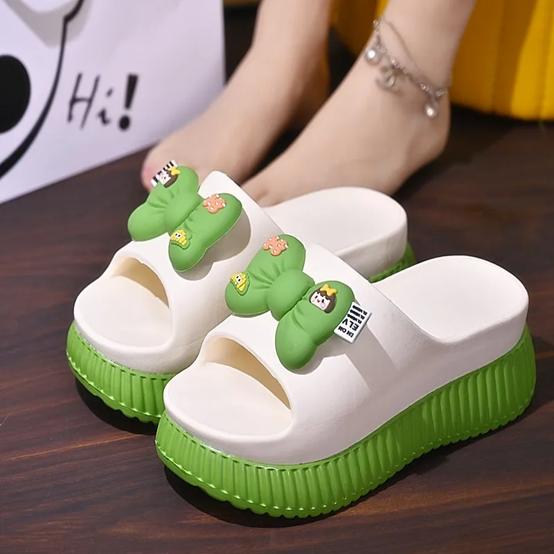 

New Fashion Women Slippers Thick-Soled EVA Soft Women Bow embellishment Sandals Causal Outdoor Shoes For Girls BV Beach Slides ​