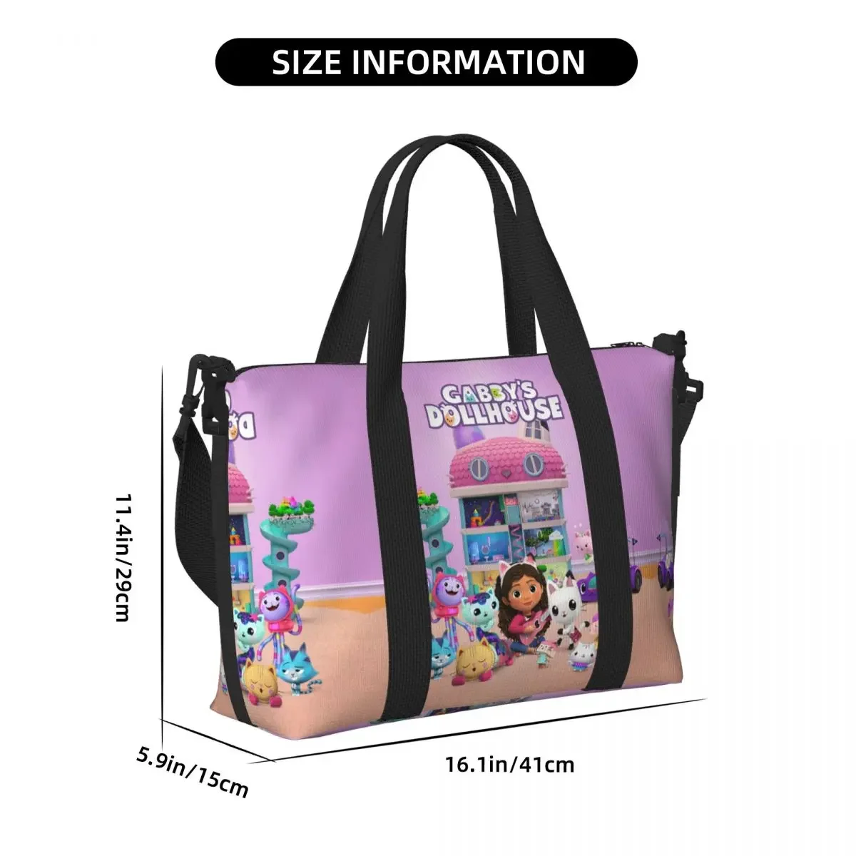 Borsa tote da spiaggia personalizzata G-Gabbyses Cartoon per donna, palestra extra large, borse per la spesa da viaggio per gatti Mercat