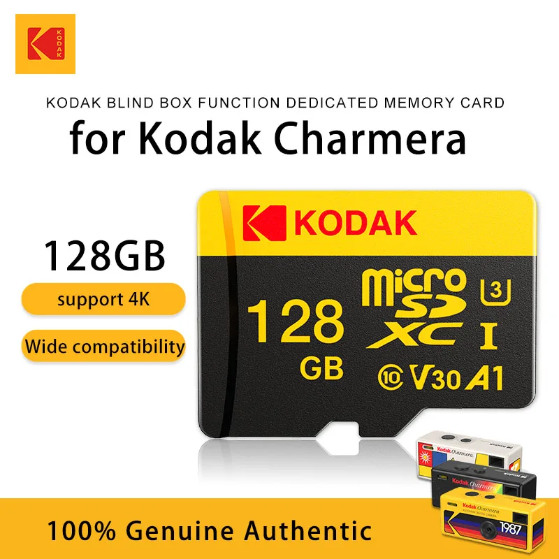 

High Endurance TF Memory Card Perfect for Kodak Charmera Keychain Retro Digital Camera Blind Box 128GB Micro SD Card U3 V30 A1