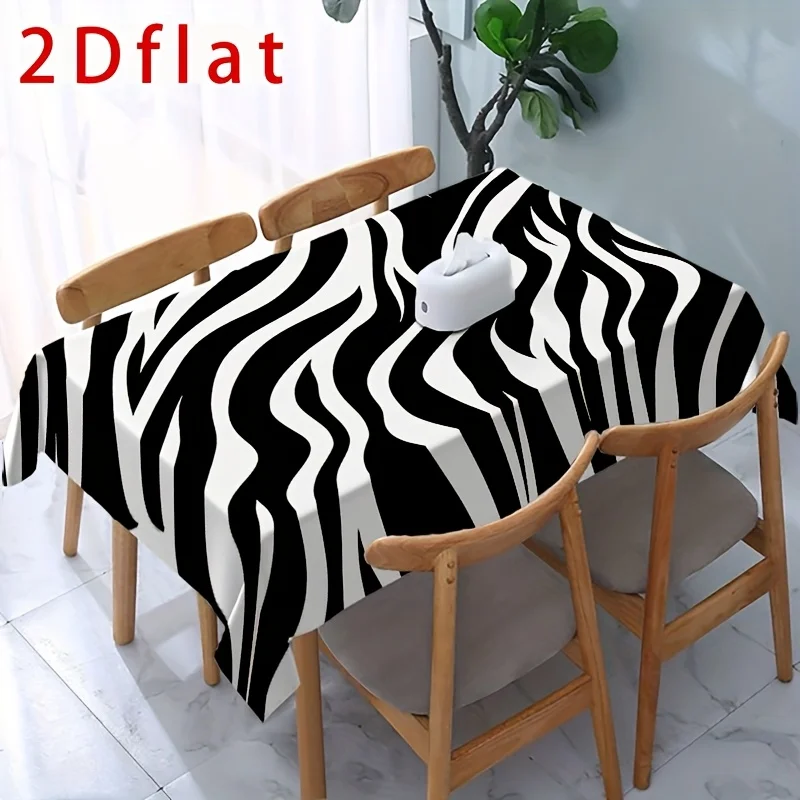 One 2D flat stylish zebra-patterned tablecloth - a must-have for modern home decoration.zyc