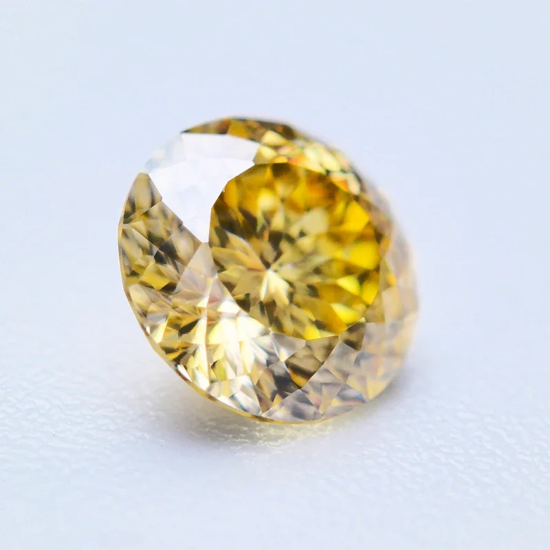 Moissanite Stone 100 Faceted Cut  Lemon Yellow Round Shape Lab Grown Diamond for DIY Jewelry Making Materials with GRA Report