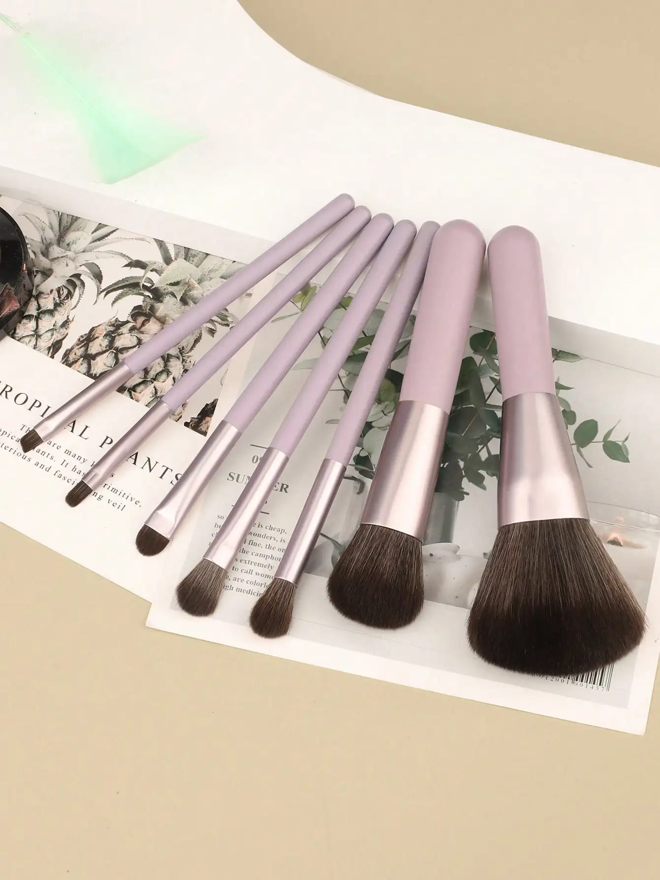 7Pcs Light Purple Makeup Brush Set Soft Synthetic Bristle Powder Blush Eyeshadow Cosmetic Brushes Kit
