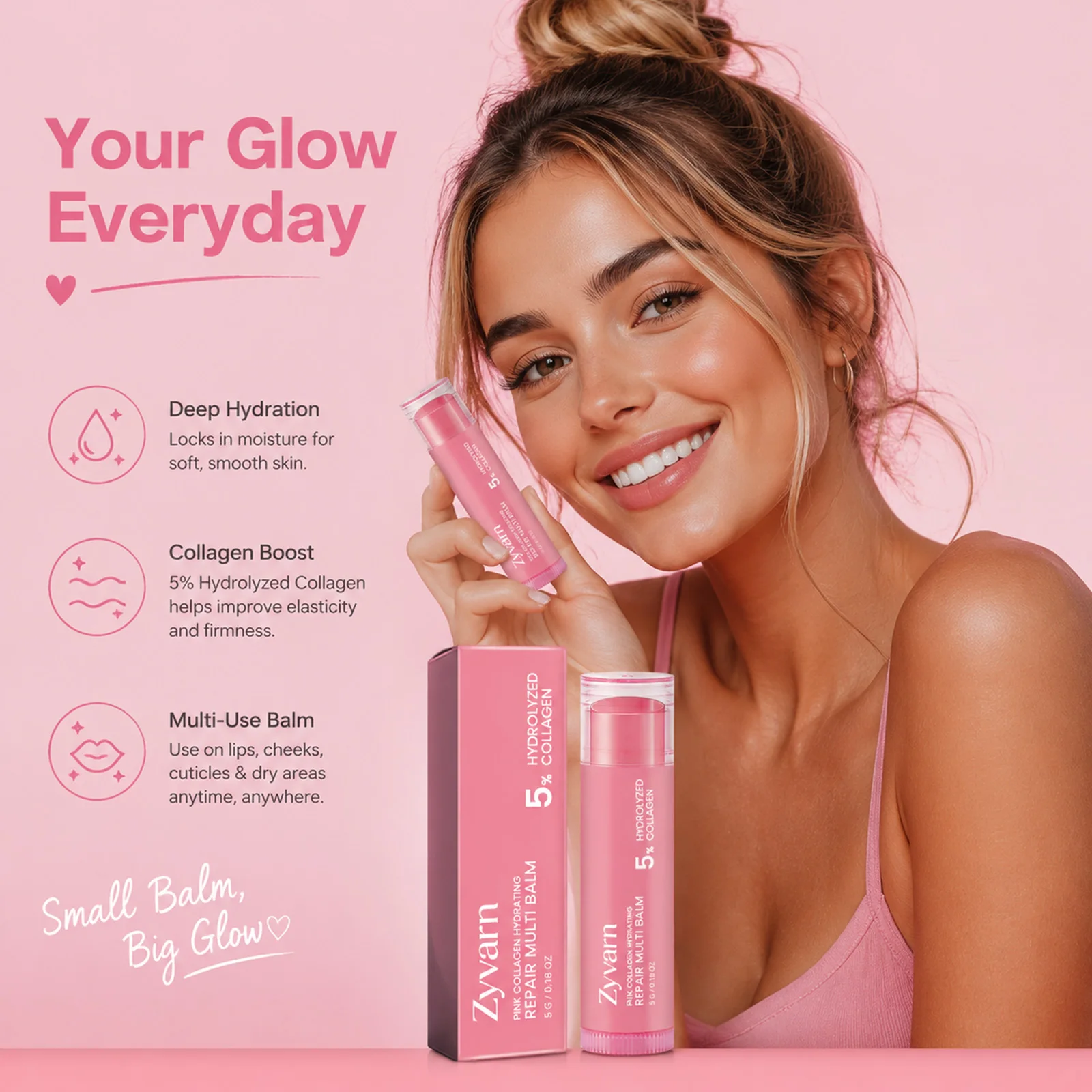 Collagen Moisturizing Balm Stick Multi-use Hydrating Repair Lip Face Elbow Cuticle Care Soothe Dry Skin Daily Skincare