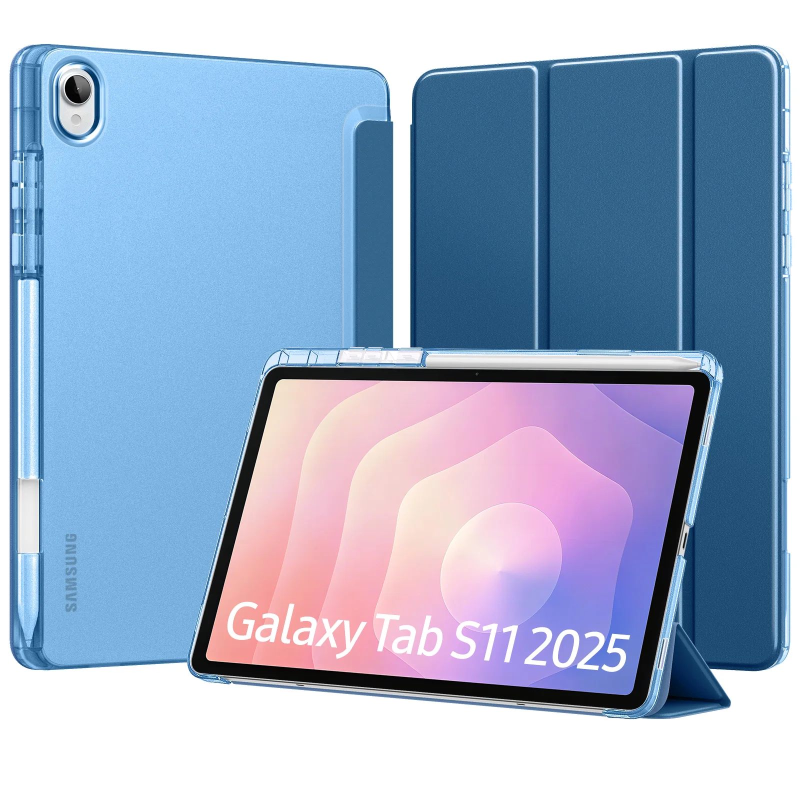 

Чехол MoKo для Samsung Galaxy Tab S11, 11 дюймов, 2025 [SM-X730/SM-X736B], с держателем для ручки S, тонкий легкий защитный чехол для ПК, тройной складывающийся