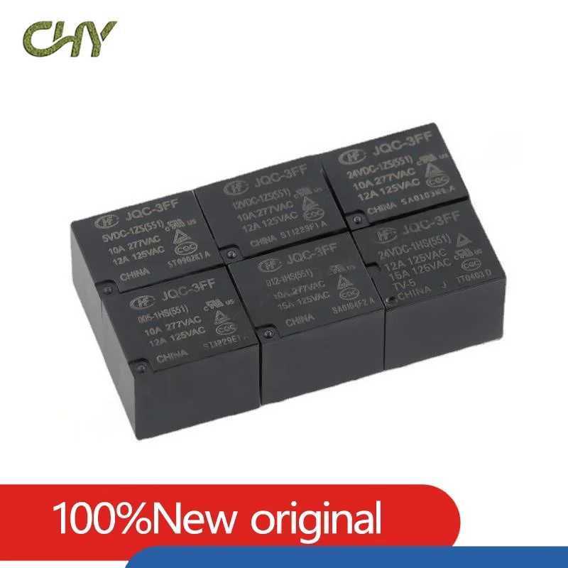 5pcs Industrial electronic circuit board DIY Jqc / hf-3ff-5 005 009 12 012 24 024 VDC - 1zs 1hs relay for household appliances