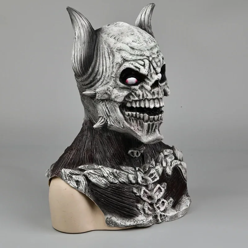 

CyCosplay Deathkeeper Skull Horn Evil Monster Full Head Masks Halloween Mask Props Scary Horror Masks for Adult