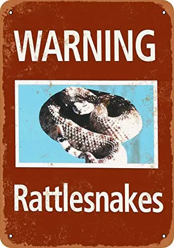  Tin Sign 8x12 Inch Warning Rattlesnakes Vintage Look Metal Sign