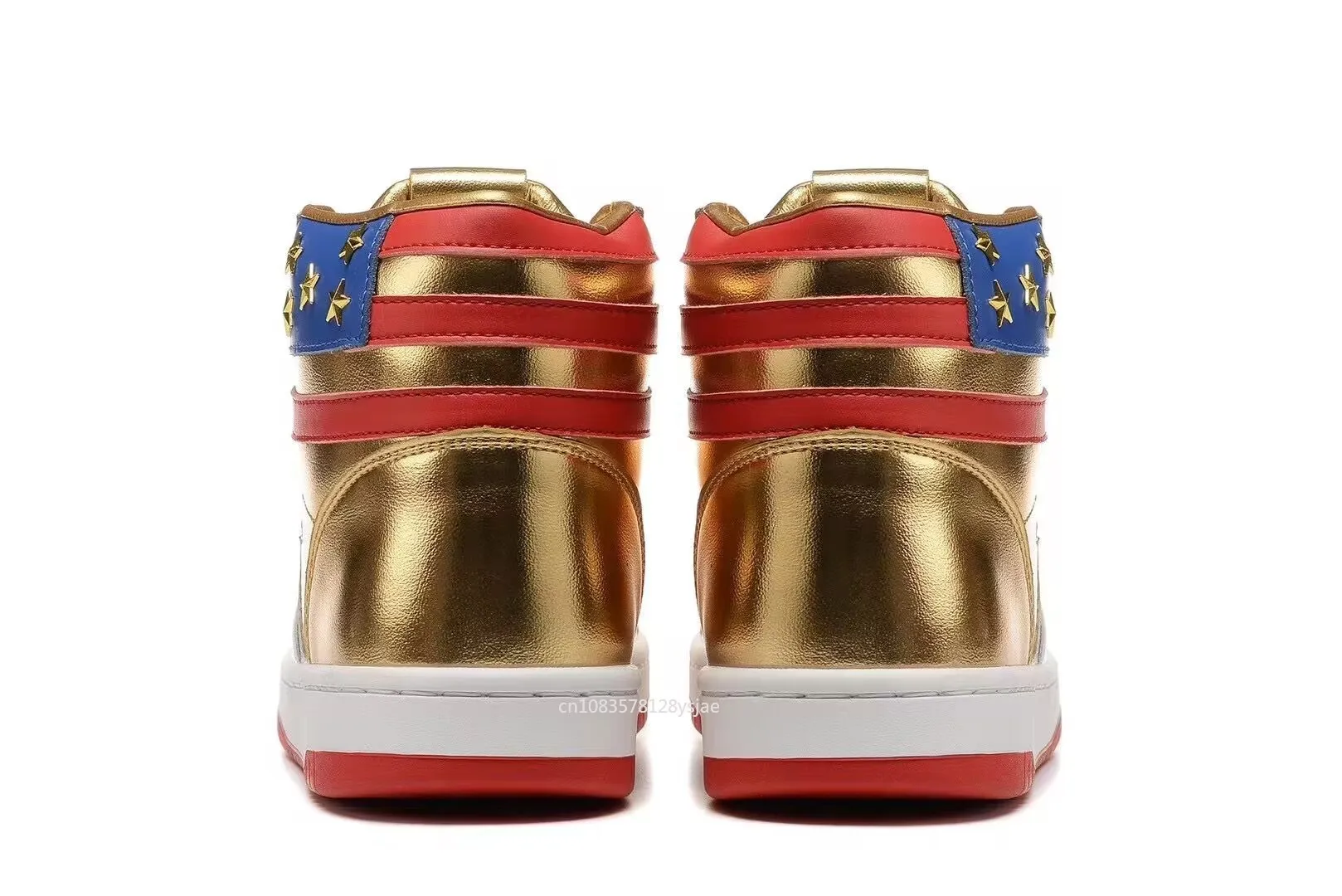 MAGA Trump Shoes Never Surrender Sneakers USA Flag High top Gold Sneakers Gym Shoes Men\'s Casual Boots Road Sneakers