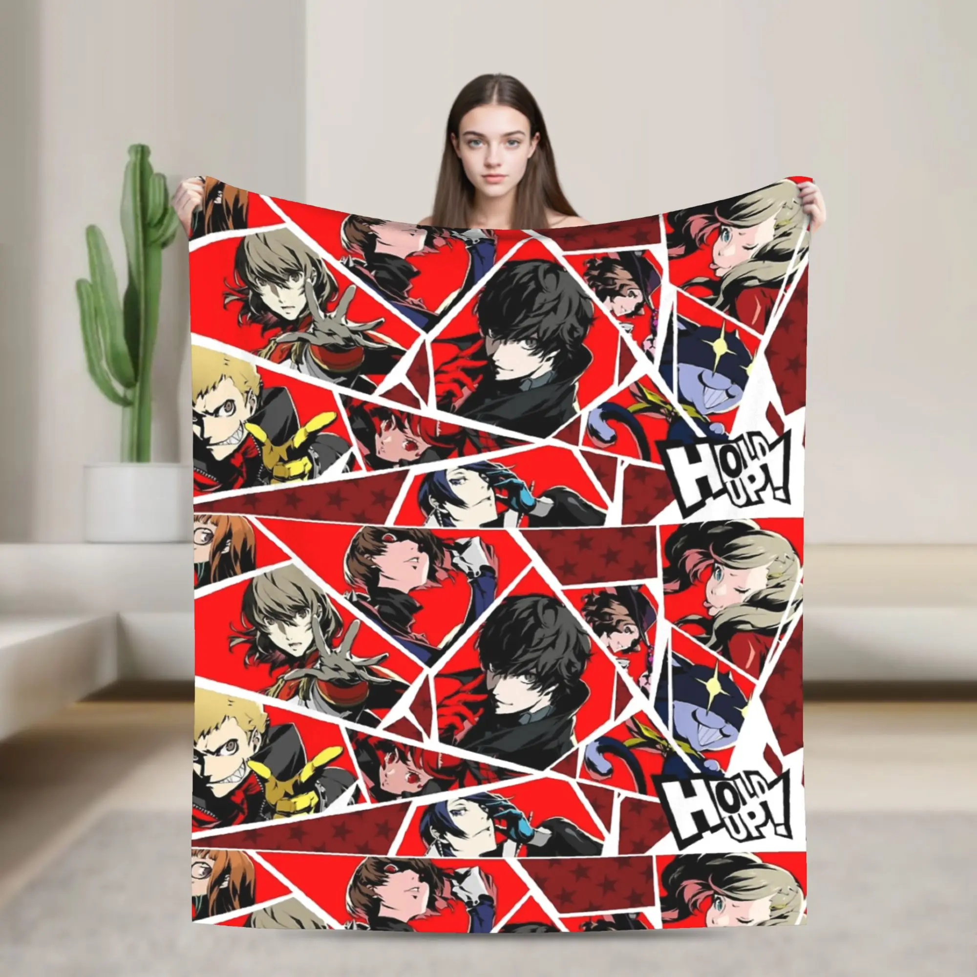 Royal Hold Up! Shin Megami Tensei Fleece Blankets Persona Anime Awesome Throw Blanket for Bed Sofa Couch 150*125cm Bedspread