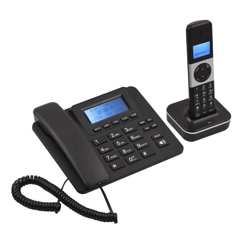 D2002TAM-D Landline Fixed Telephones Desk Phone Caller Identification Cordless Phone with Answering Machine Set