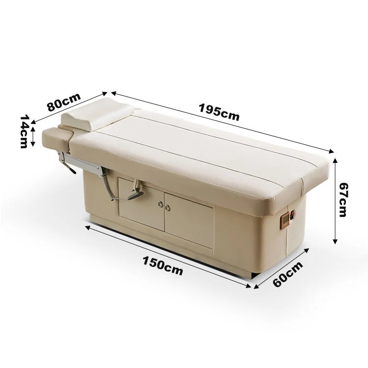 حار بيع الفاخرة البيج صالون تجميل السرير 2 المحركات تدليك كهربائي التجميل الجدول كرسي الوجه سرير سبا #5