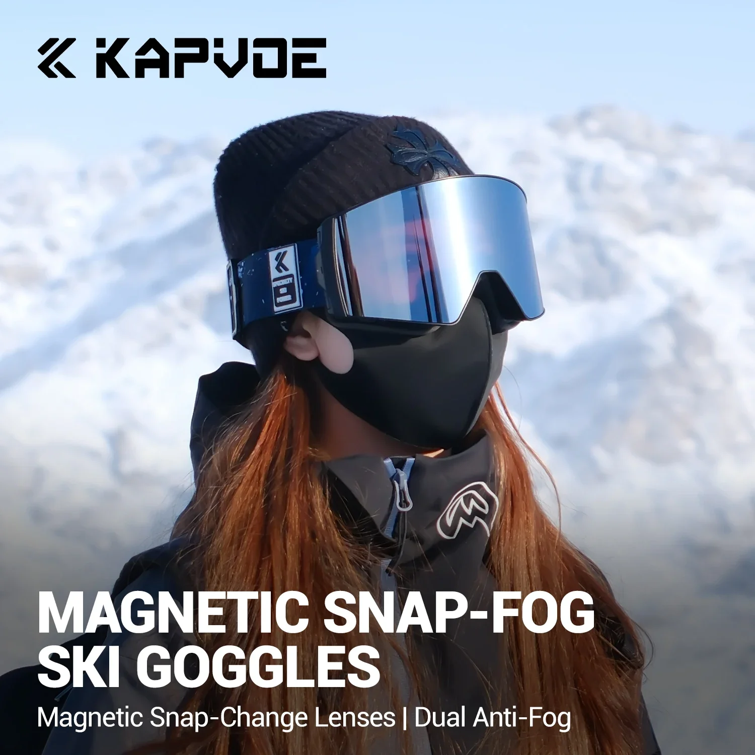 KAPVOE New Ski Goggles Double Layers Anti Fog Big Ski Glasses Skiing Mask Snowboard Eyewear Outdoor Men Women UV400 Snow Goggles