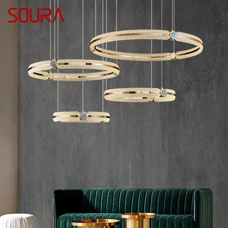 

SOURA Nordic Chandelier Led 3 Colors Creative Light Luxury Ring Pendant Lamp Home Living Dining Room Bedroom Fixtures