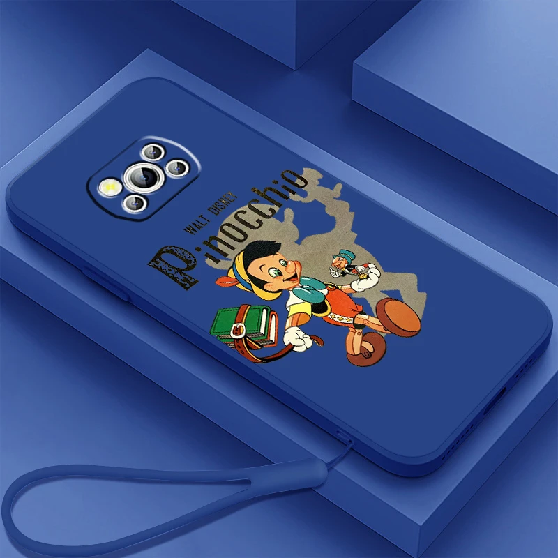 Disney Pinocchio Cute Liquid Rope For Xiaomi Mi Poco X6 X5 X4 X3 M6 M5 M5S M4 M3 F5 F4 F3 Pro 5G Soft Phone Case