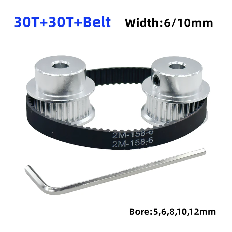 GT2 Timing Pulley With 30 Teeth and 30 Teeth Reduction 1:1 Belt Width 6/10mm Inner Hole 5-12mm Synchronous Gear 3D Printer Parts