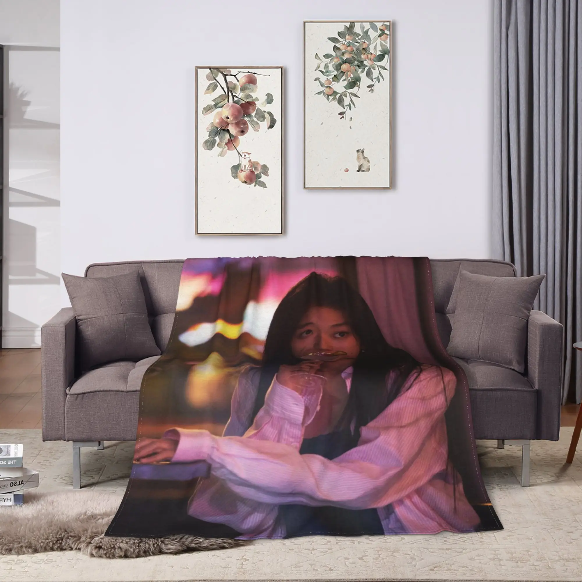 Warm Soft BlanketsChildren Decorative The Early Spring Sun qian Throw Blanket  Flannel Bedspread For Couch Aesthetic Sofa Cover