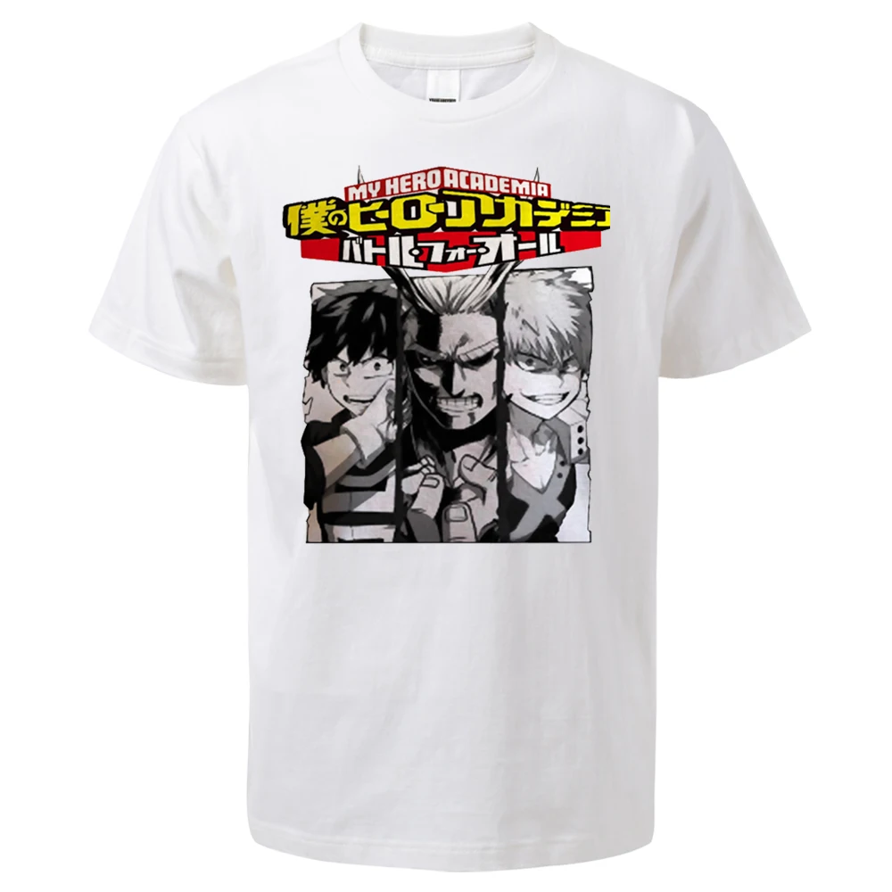 My Hero Academia Deku Bakugou All Might Anime 2024 Summer Unisex Tshirt Hip Hop Crew Neck Top Tees Unisex Short Sleeved T-Shirt