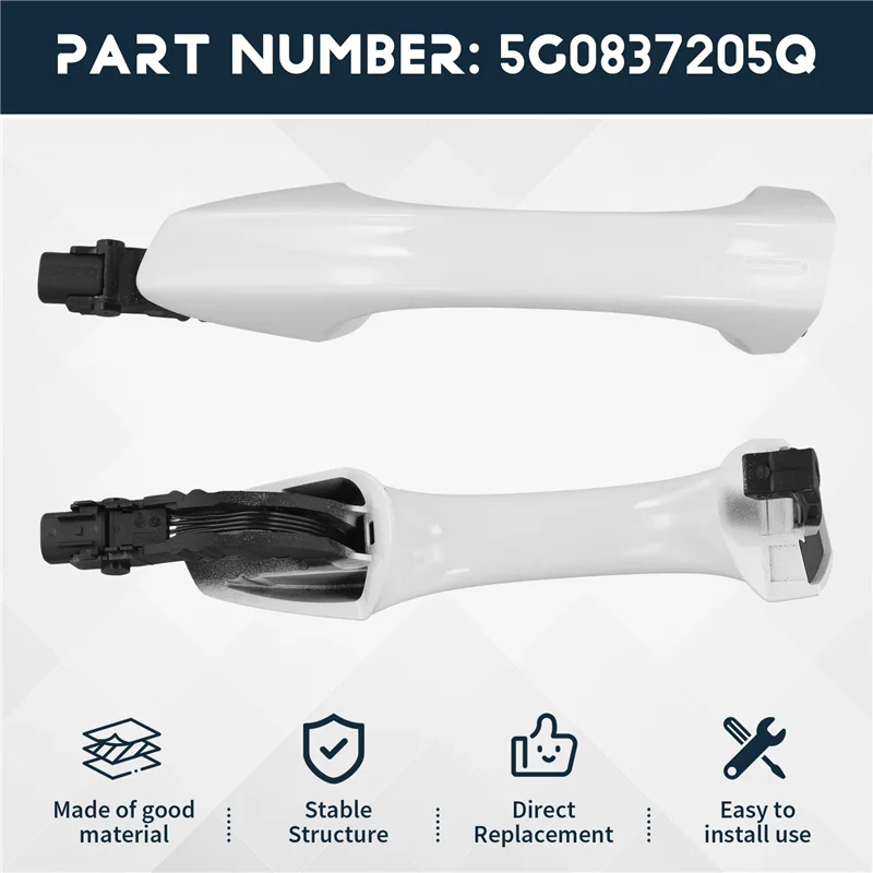 

Front Left Exterior Door Handles Exterior Door Handle Door Handle For VW Golf White-A97E