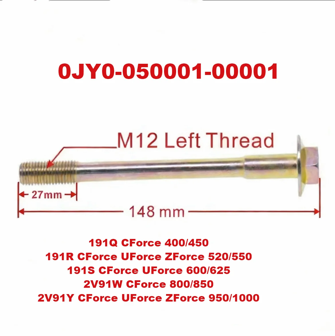 

Болт первичного сцепления OEM 0JY0-050001-00001, подходит для квадроциклов CF1000, CF450, багги CF550, Z1000