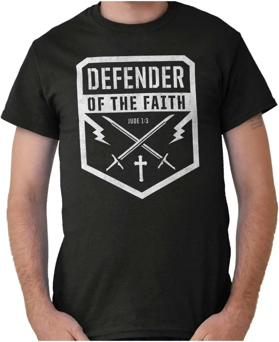 Defender of Faith Proud Christian Mens Graphic T Shirt Tees
