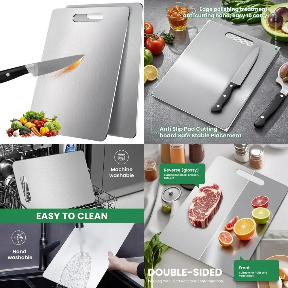 

Двусторонние разделочные доски из чистого титана для кухни — идеально подходят для гигиены, долговечности и пищевого качества.