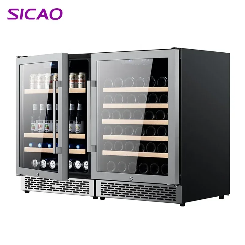 

Wholesale Best Built-in Wine Refrigerator Double Zone Stainless Steel Display Wine Cooler