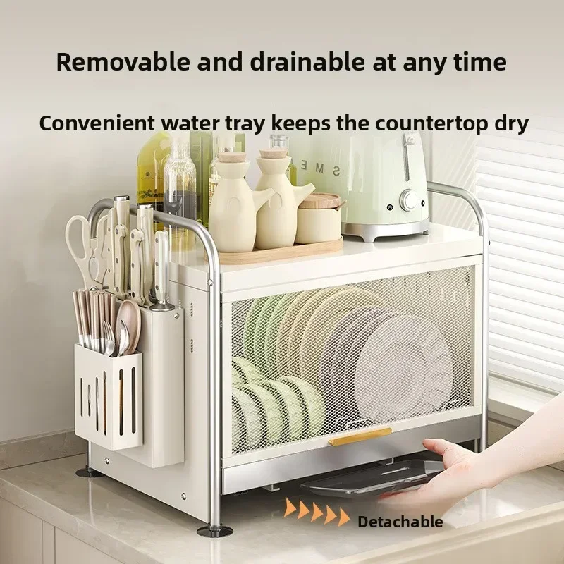 Internet Celebrity Countertop Cupboard Bowl Rack Pull-out Dish Plate Drain Shelf Sink Drain Basket