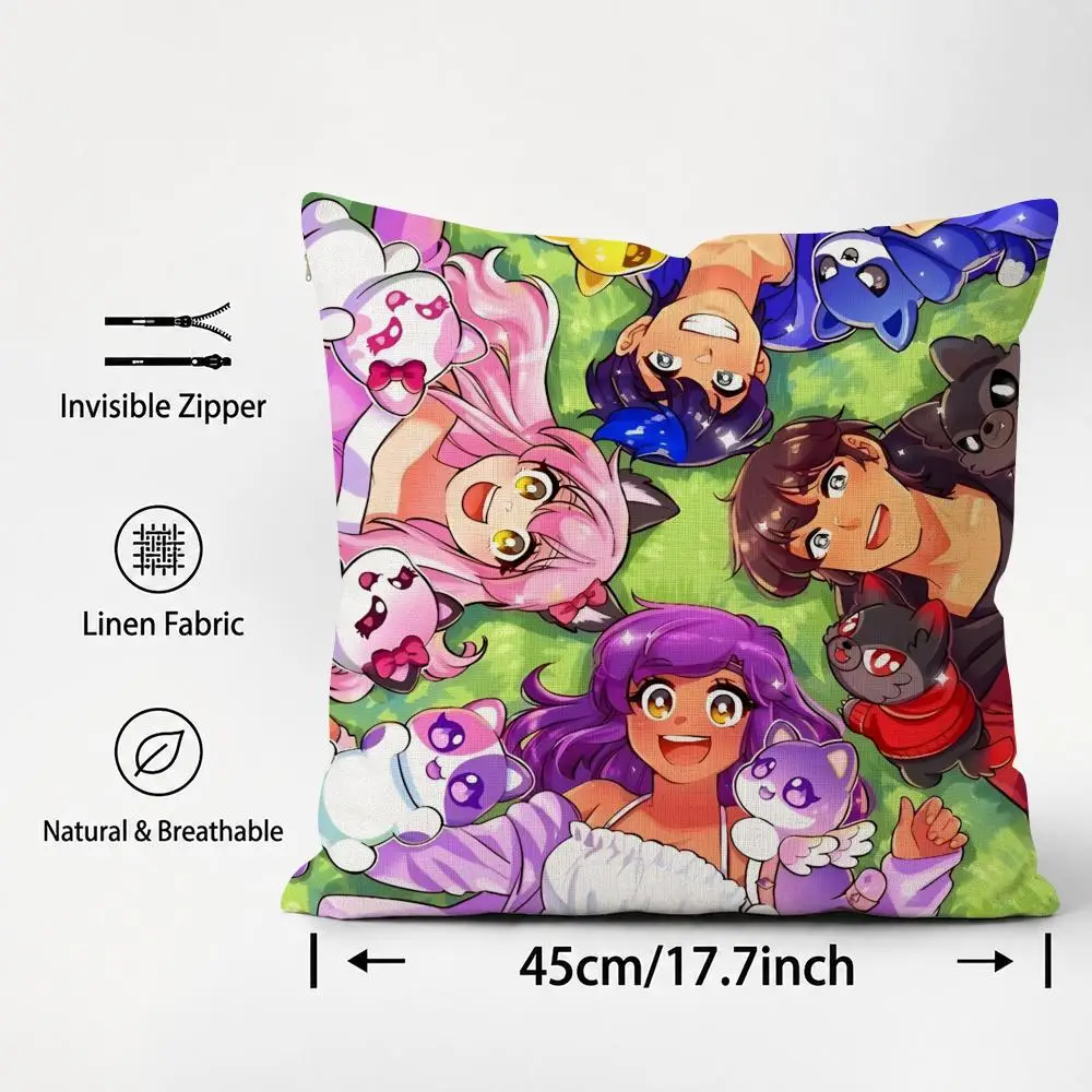 Game Aphmau Cushion Cover Cushion Covers Natural Linen Breathable Sofa Bedroom Decor Pillowcase